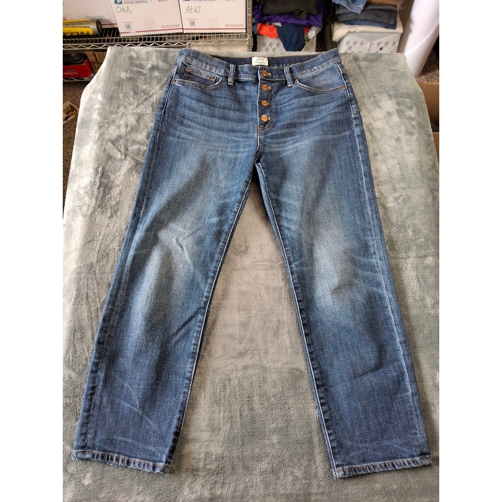 J.Crew Straightaway Jeans Womens 28 Blue‎ Medium Wash Button Fly Straight Leg